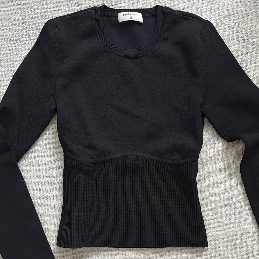 Babaton Black Ribbed Corset Top